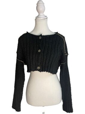 UO BDG Monroe Cropped Cardigan Sweater Black
